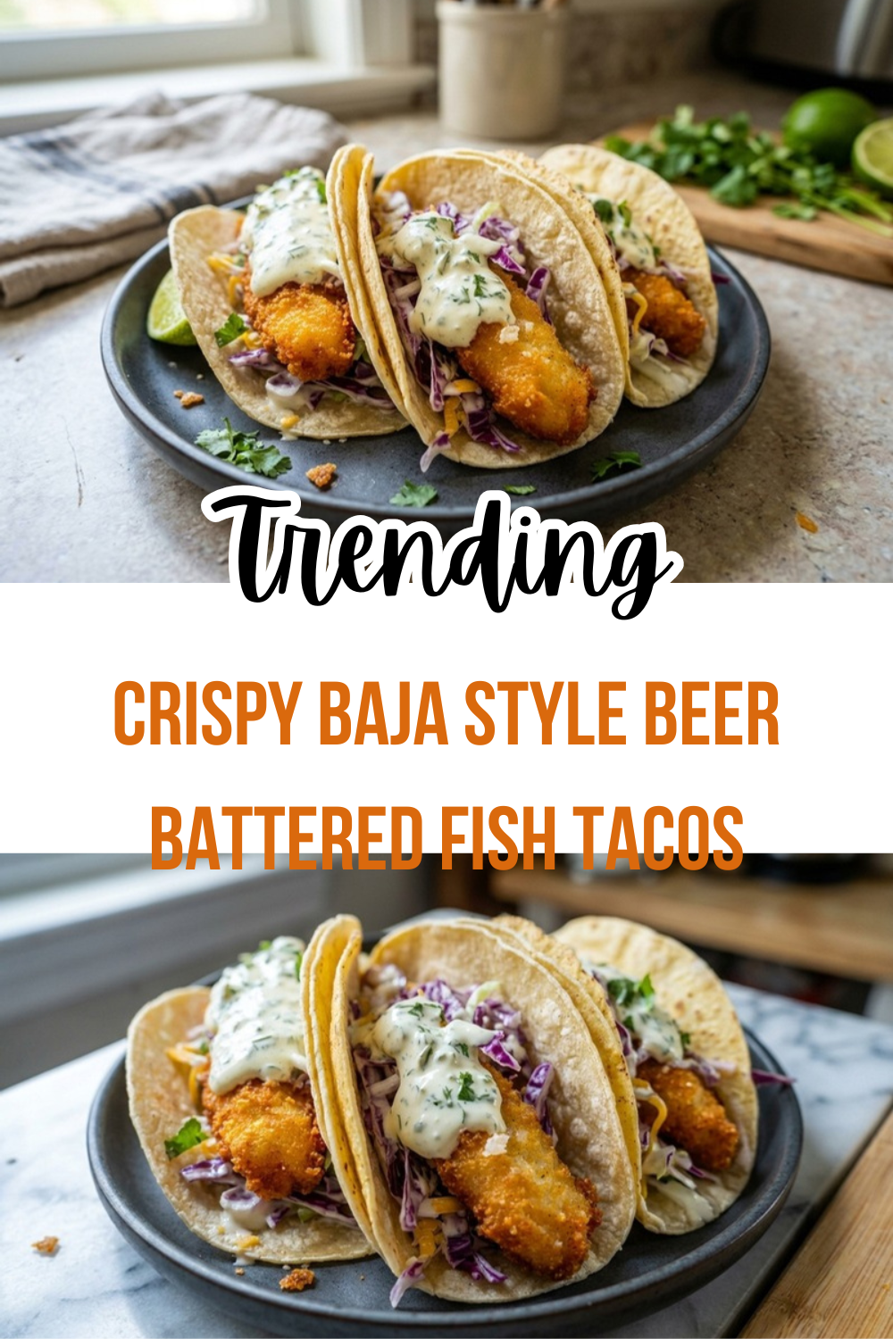 Crispy Baja Style Beer Battered Fish Tacos