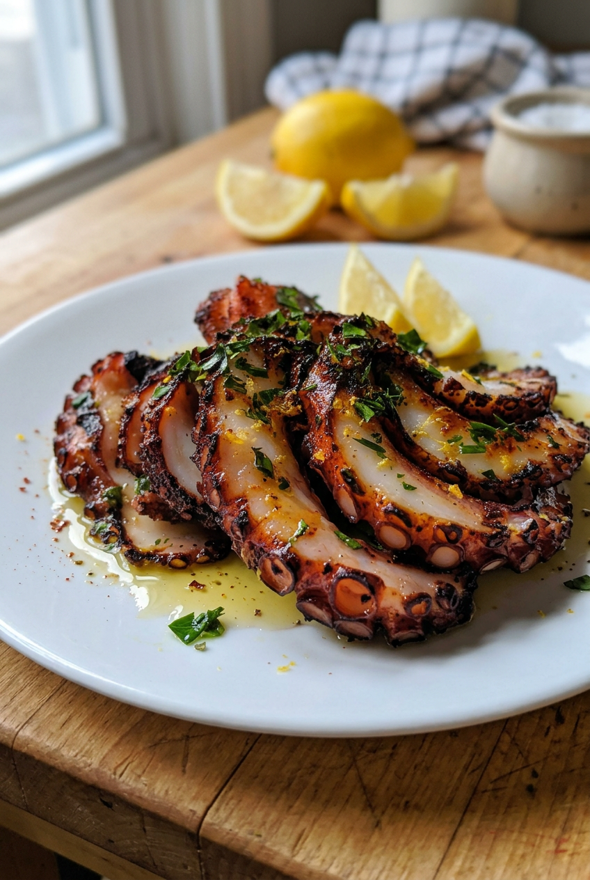 Easy Greek Grilled Octopus Recipe 4 Grilled Octopus With Lemon And Oregano