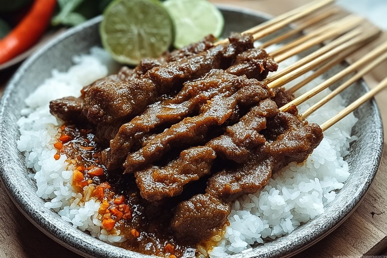 Indonesian Sate Padang Beef Skewers