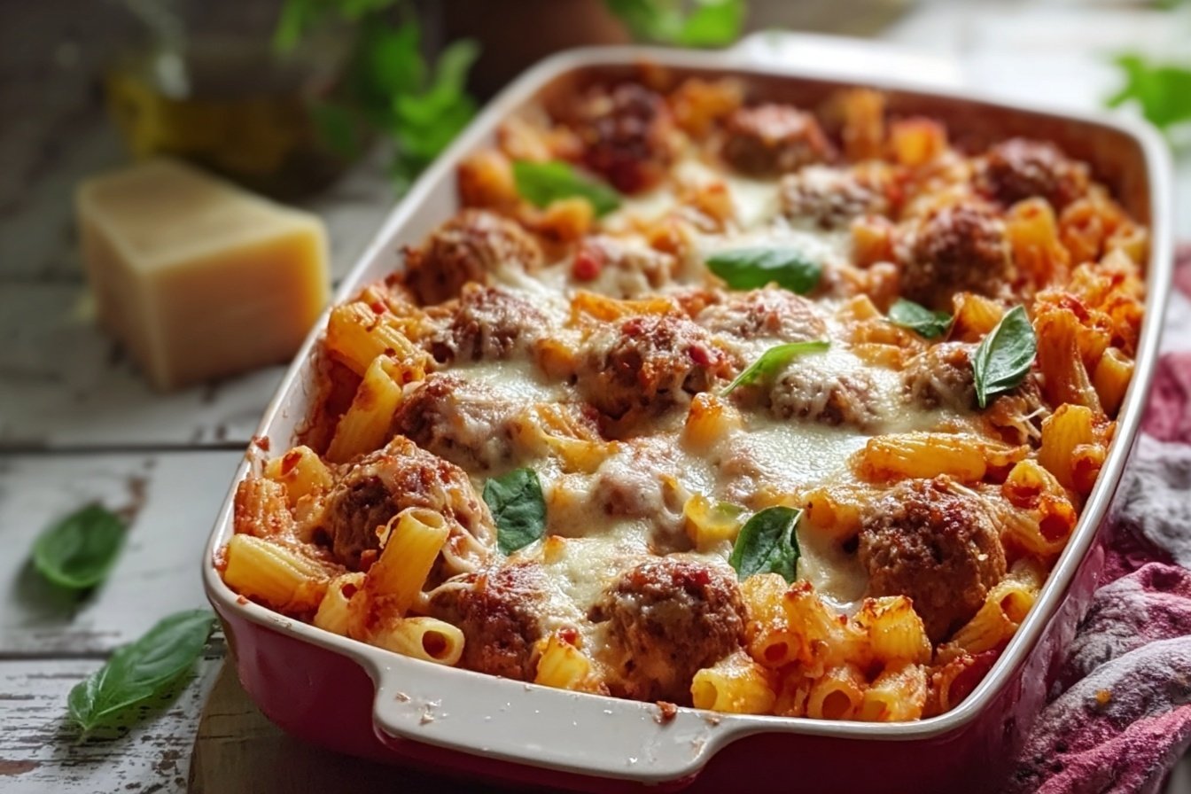Italian Meatball Pasta Bake