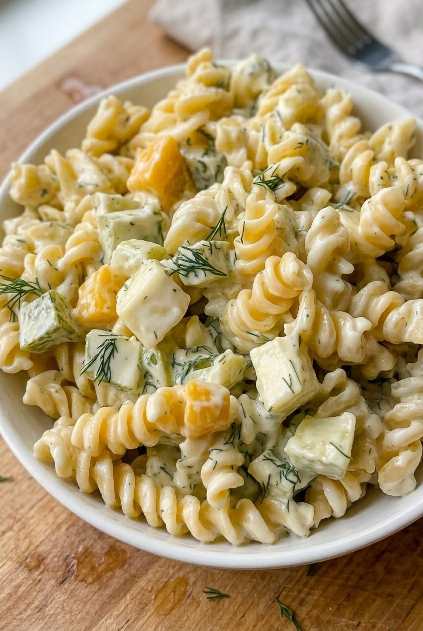 Simple Dill Pickle Pasta Salad