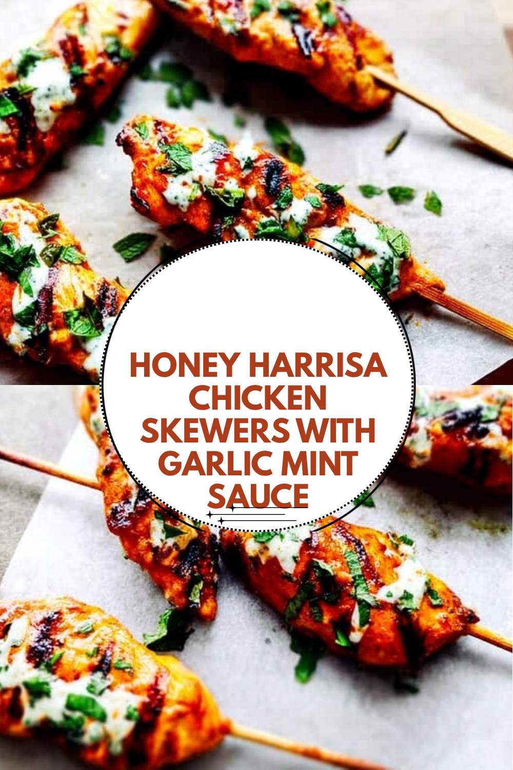 Honey Harrisa Chicken Skewers With Garlic Mint Sauce