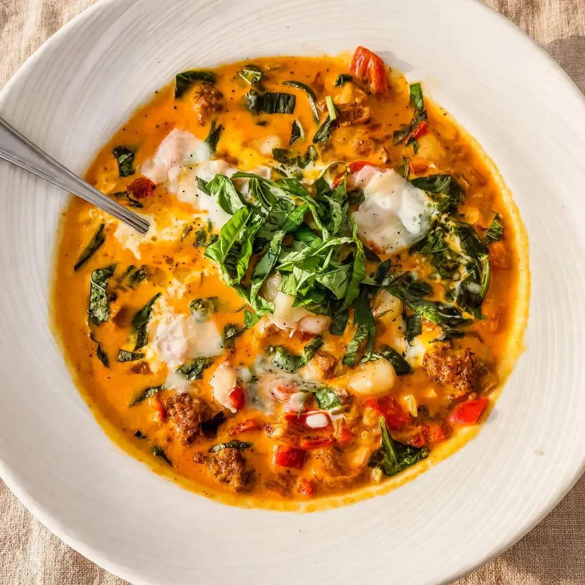 20 Fall Soups, 16) Tomato and Sausage Cream Soup