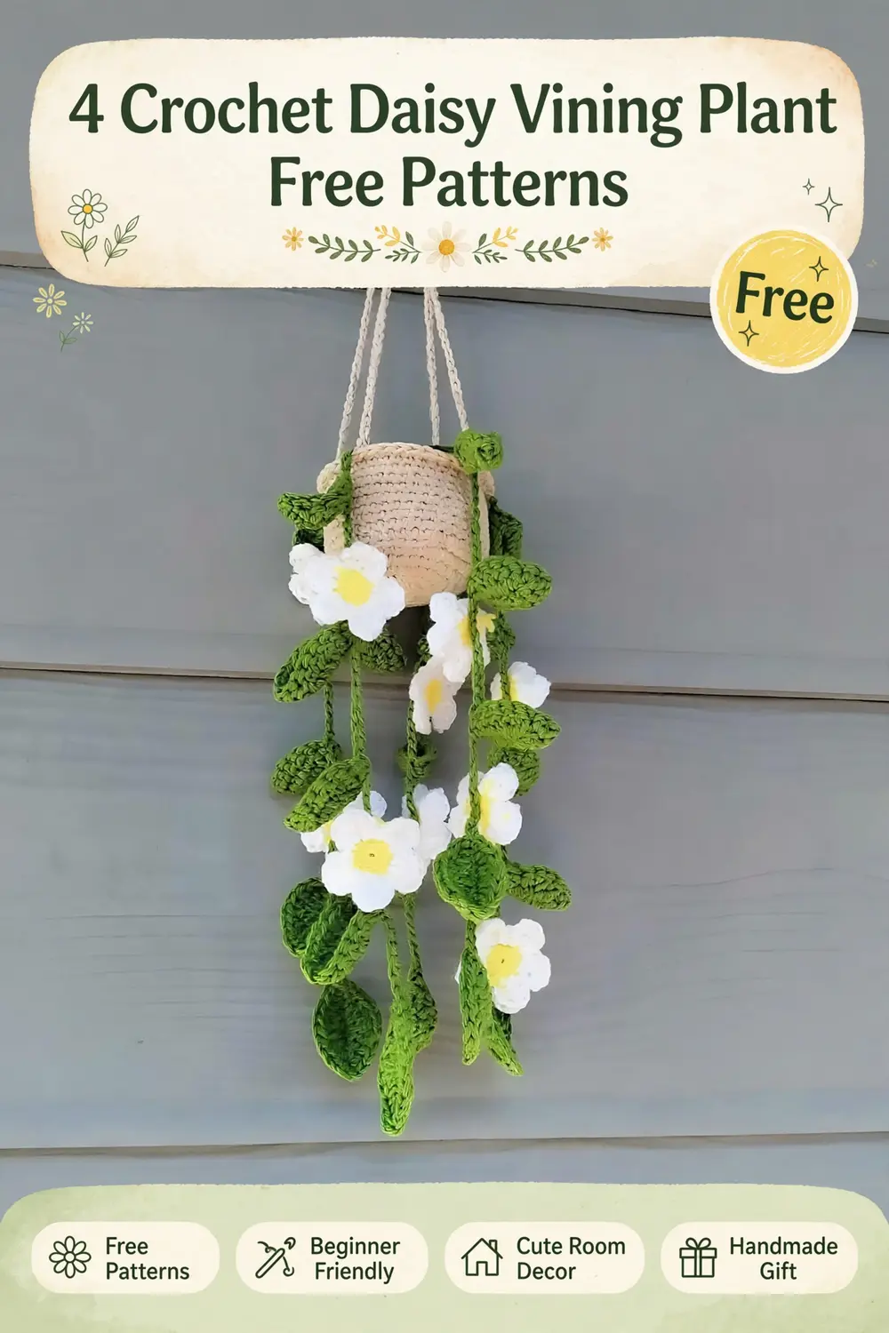 Home 9 4 Crochet Daisy Vining Plant Free Patterns