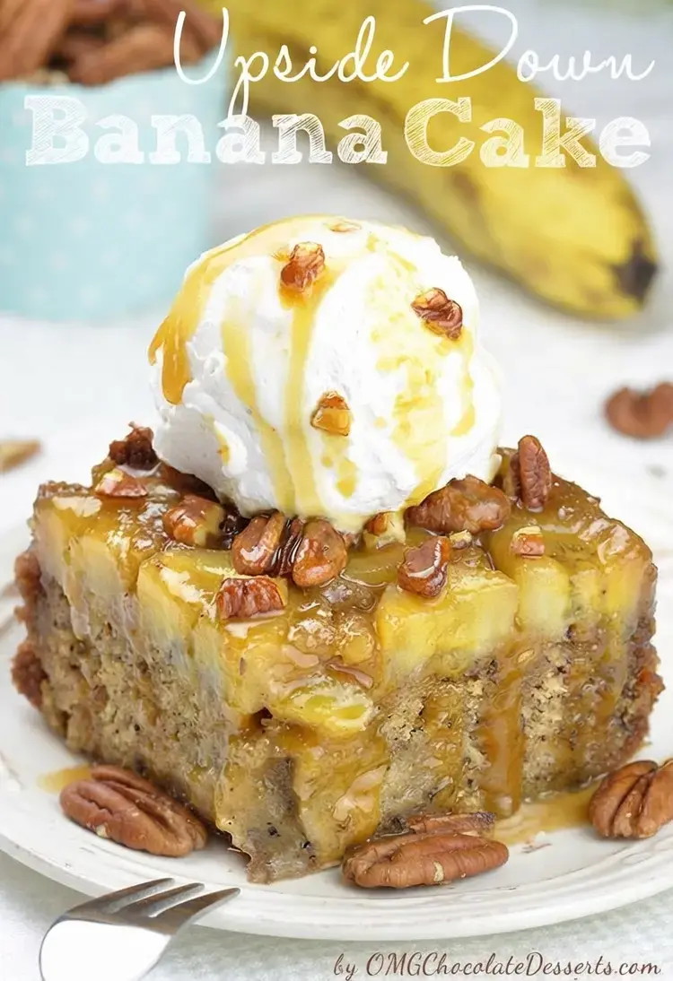 Banana Upside Down Cake with Caramel Glaze 7 Banana Upside Down Cake