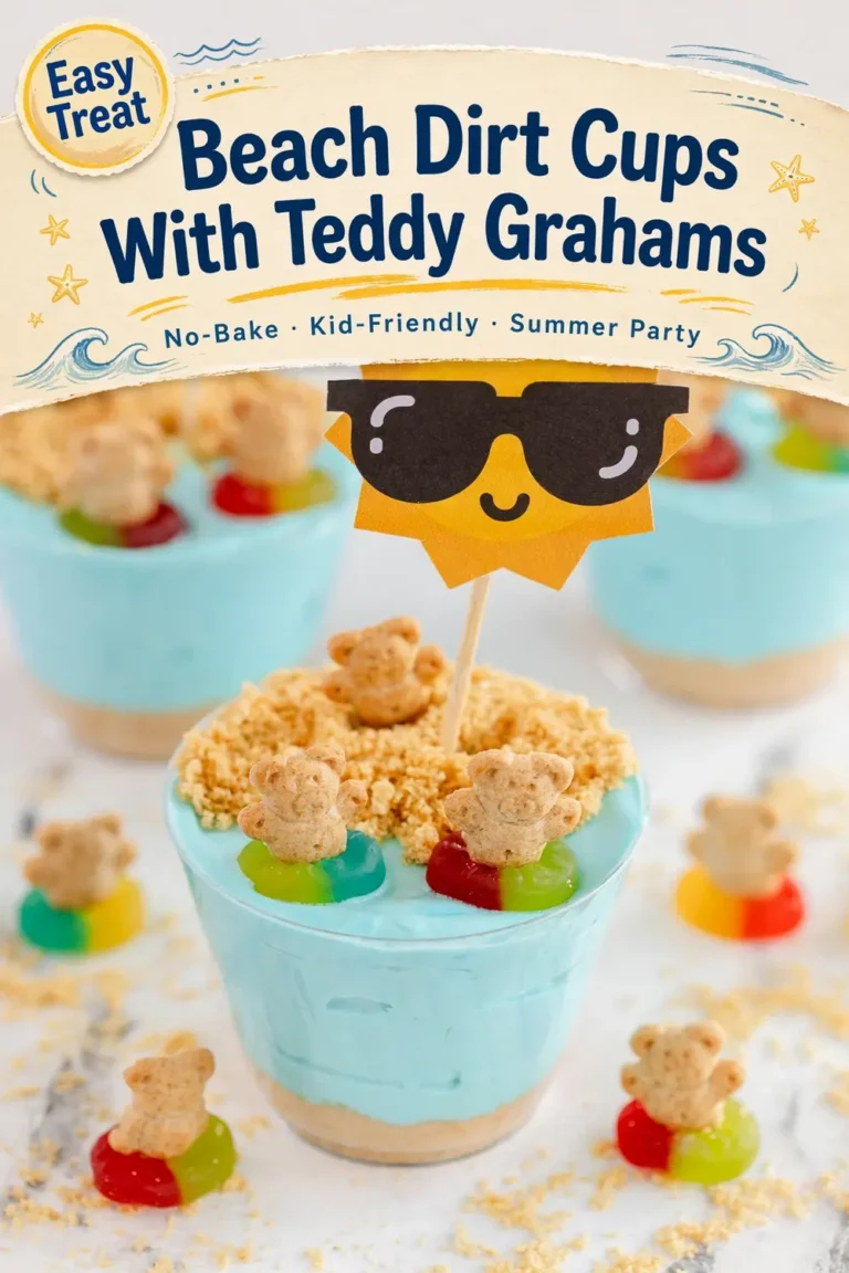 Beach Dirt Cups With Teddy Grahams
