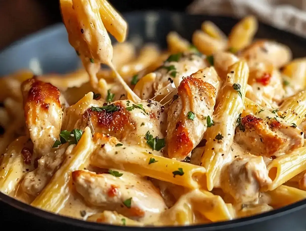 Creamy Chicken Penne with Ranch Sauce, Cheddar and Bacon 5 Chicken Penne, Step-by-Step Cooking Instructions