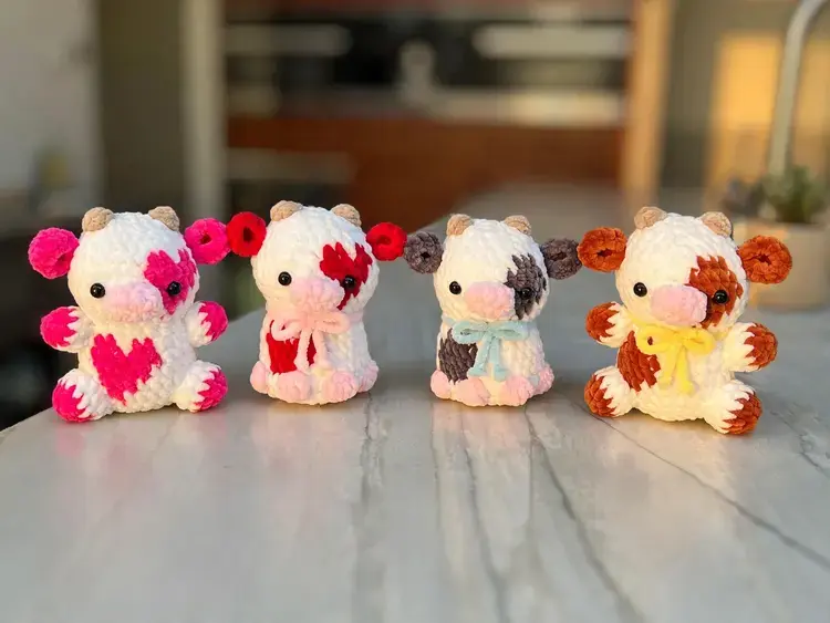 Cute Crochet Cow Patterns, 4 in 1 Baby Cows