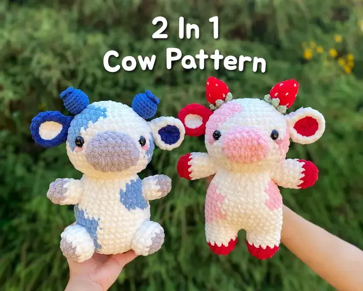 Cute Crochet Cow Patterns, Strawberry and Blueberry Cows