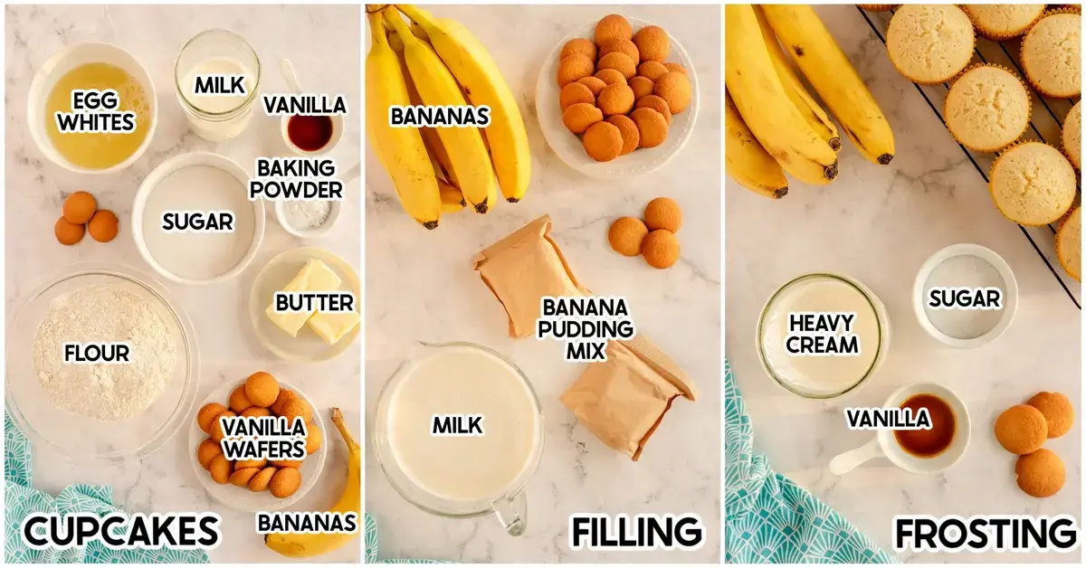 Easy Banana Pudding Cupcakes with Whipped Cream and Wafer Topping 15 Easy Banana Pudding Cupcakes, Ingredient Notes