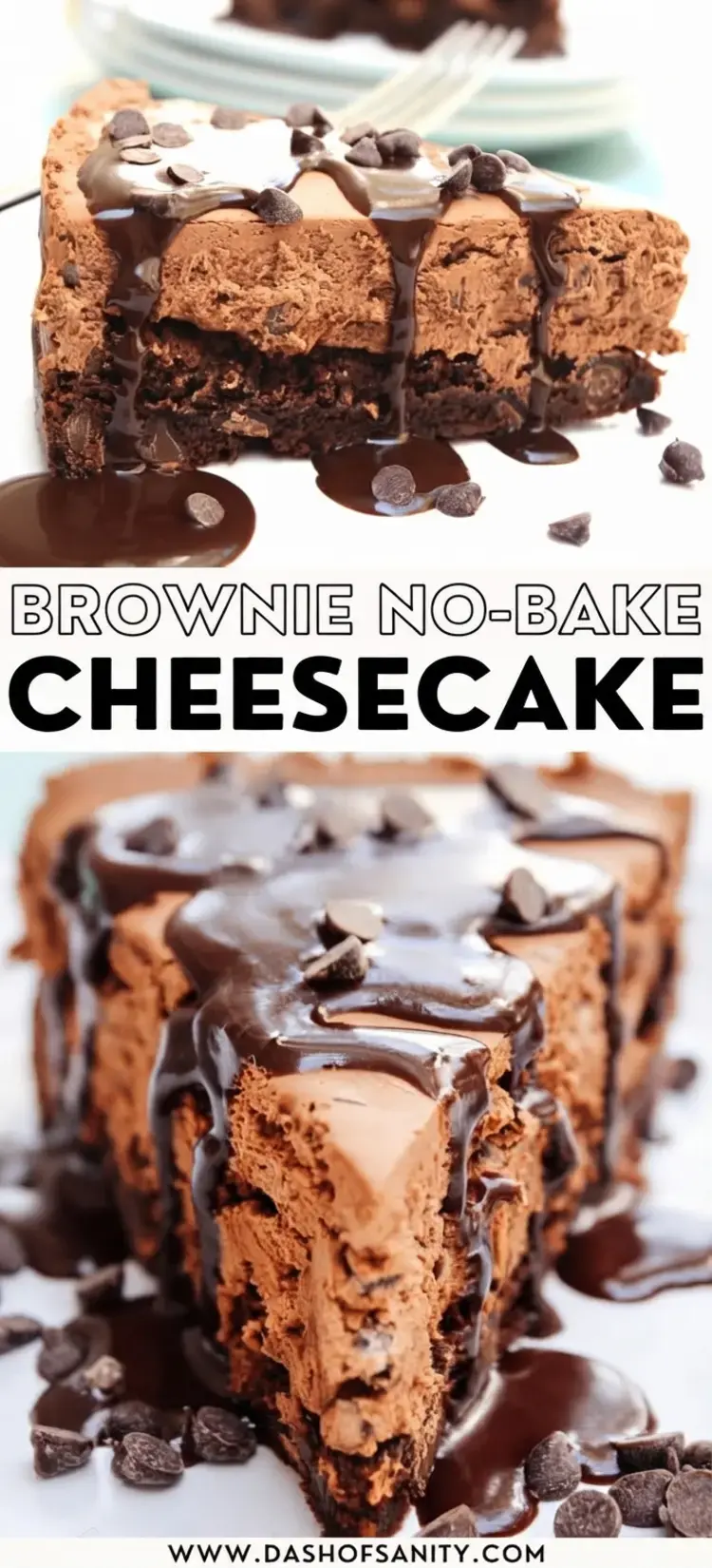 Fudge Brownie No-Bake Cheesecake: A Rich and Easy Layered Dessert 11 Fudge Brownie No-Bake Cheesecake, pin to Pinterest