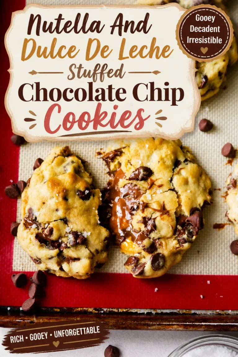 Nutella And Dulce De Leche Stuffed Chocolate Chip Cookies