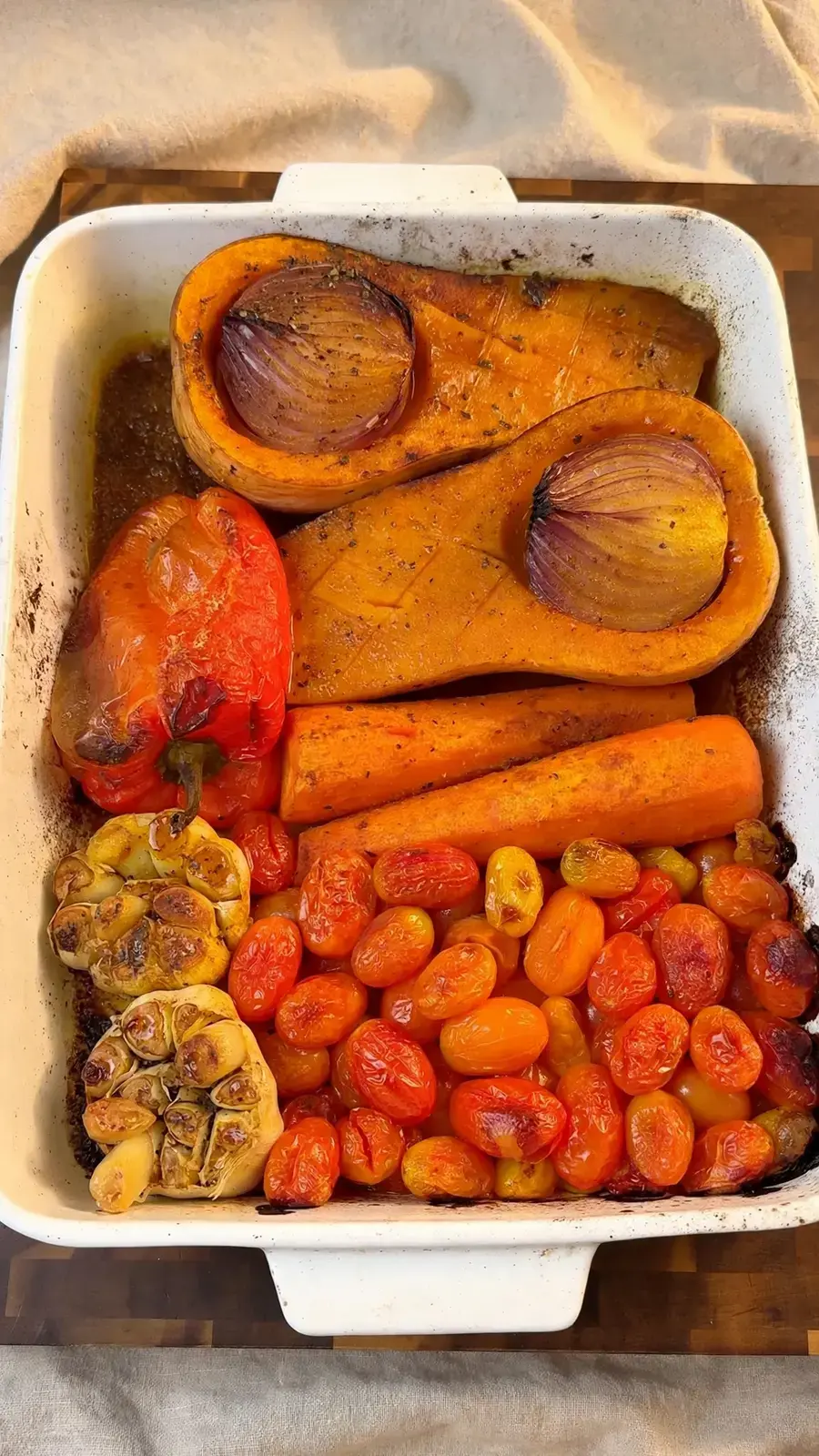The roasted vegetables