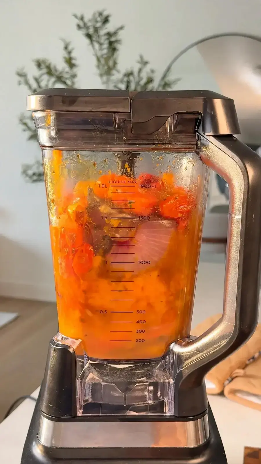 Blending the roasted vegetables