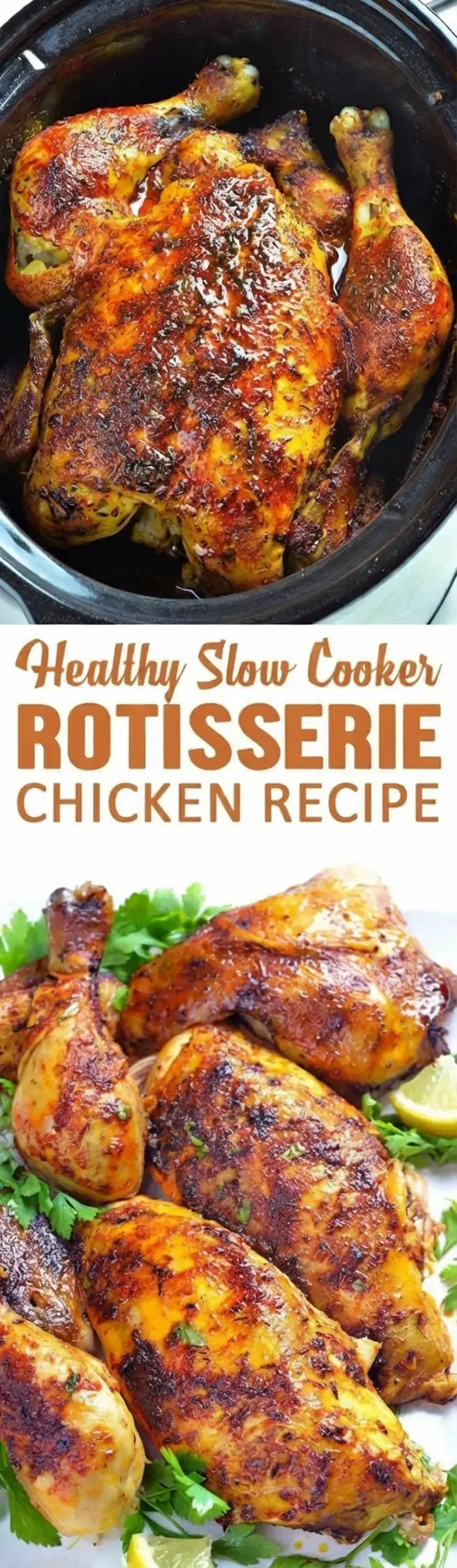 Slow Cooker Rotisserie Chicken Recipe for Juicy, Tender Meat 9 Slow Cooker Rotisserie Chicken, Pin Slow Cooker Rotisserie Chicken Recipe for later