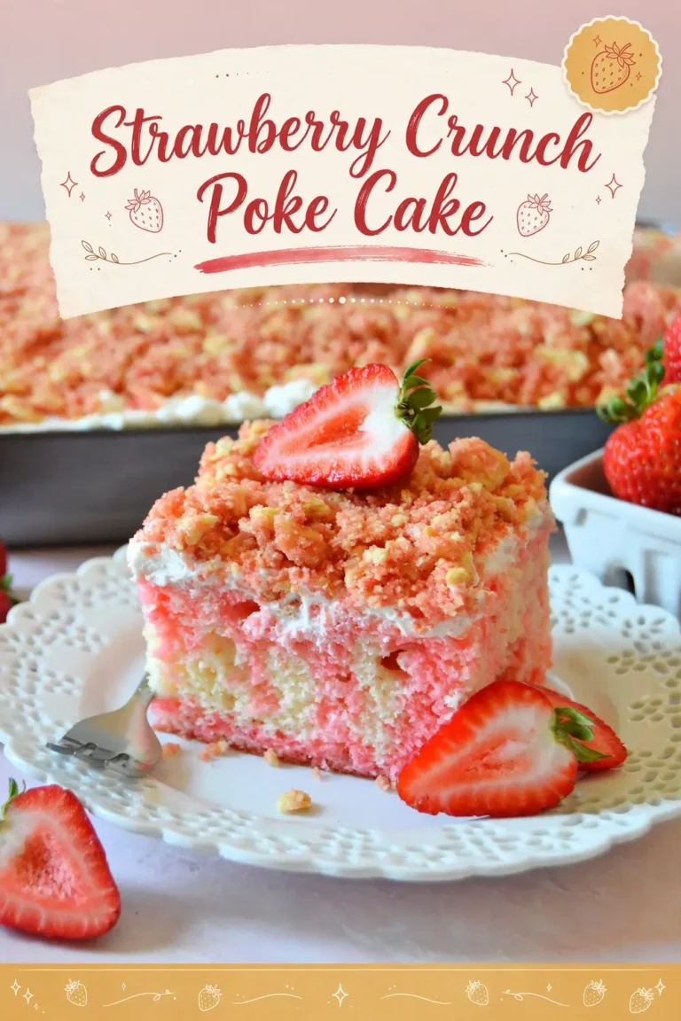 Strawberry Crunch Poke Cake