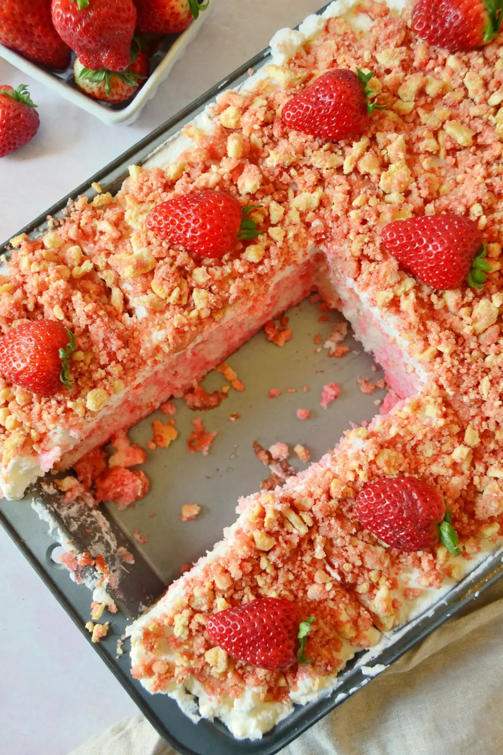 Strawberry Crunch Poke Cake, The Frosting