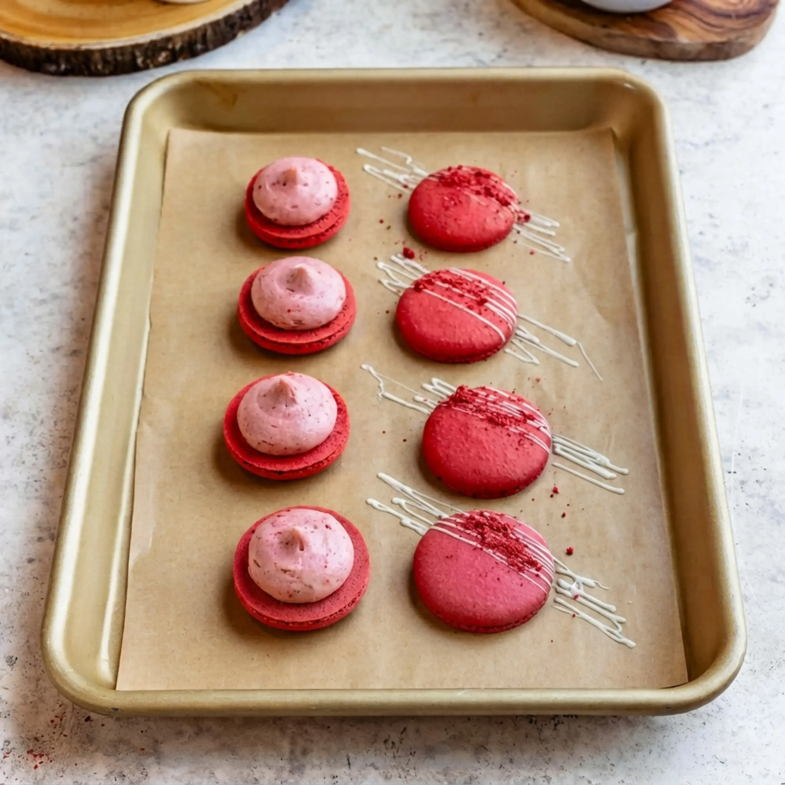 Strawberry Macarons, Assemble the Macarons & Decorate