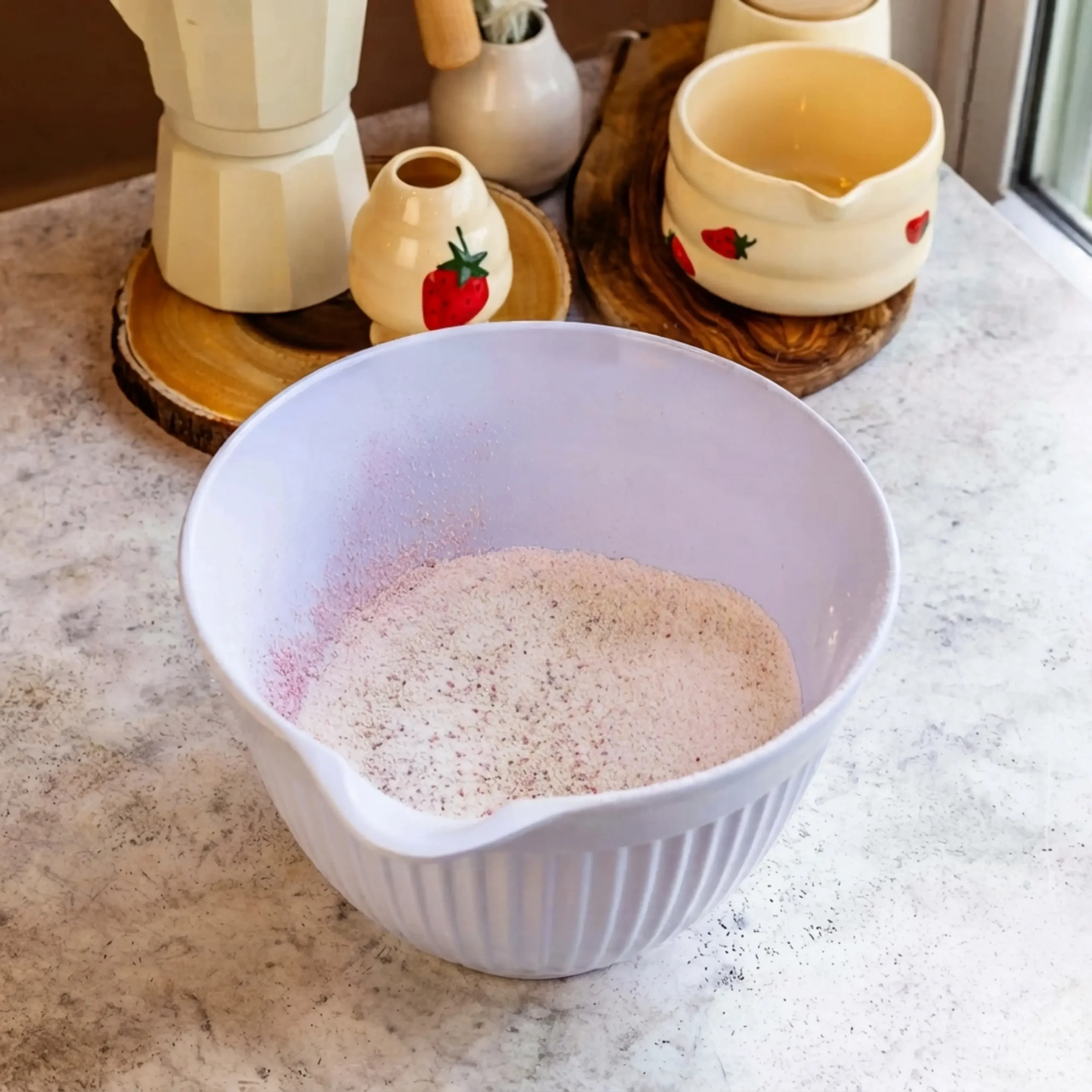 Strawberry Macarons, Sift the Dry Ingredients