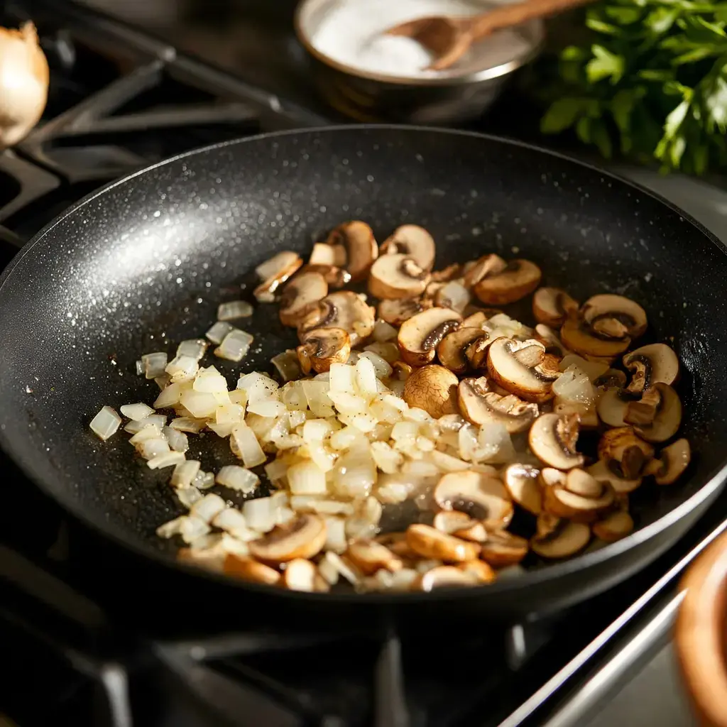 Texas Roadhouse Smothered Chicken: Juicy Skillet Chicken With Mushrooms and Melty Jack Cheese 9 Texas Roadhouse Smothered Chicken, Step 2: Sautéing the Vegetables